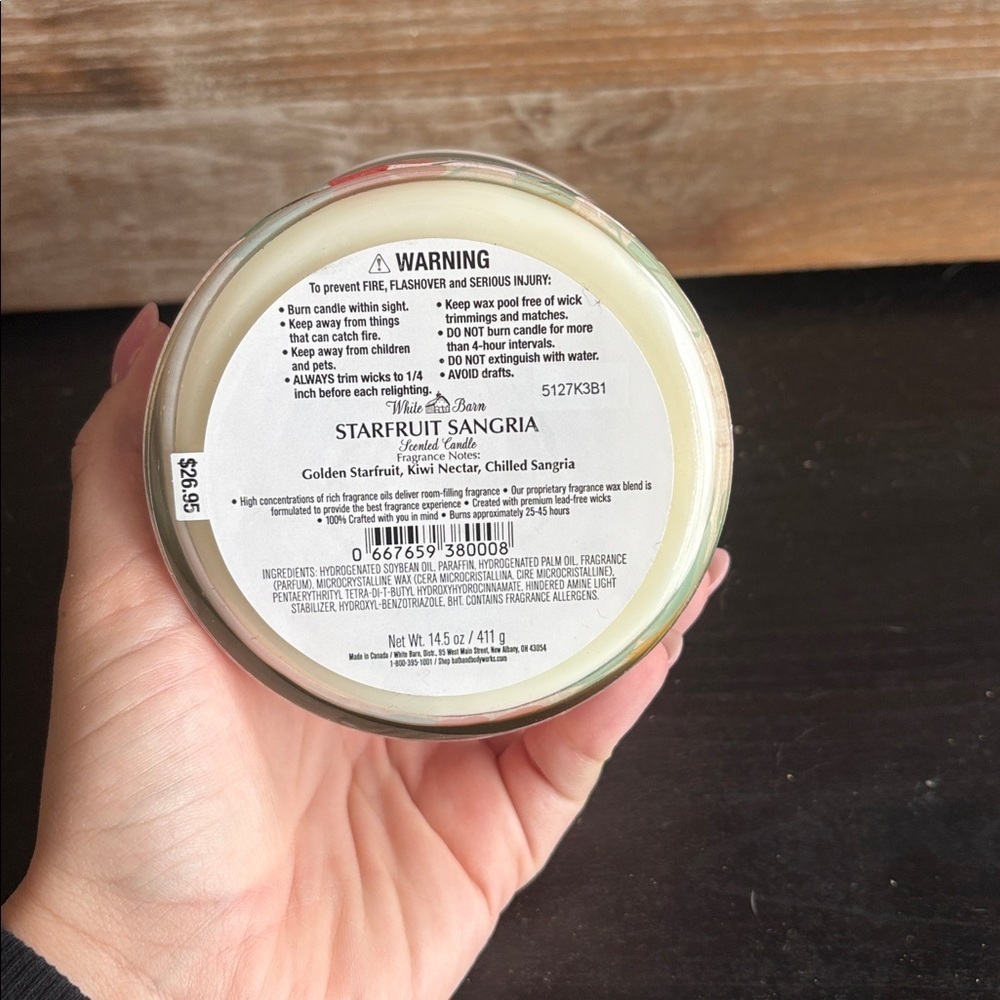 White Barn Starfruit Sangria 3-Wick Candle 14.5 oz Never Burned - Picture 4 of 4